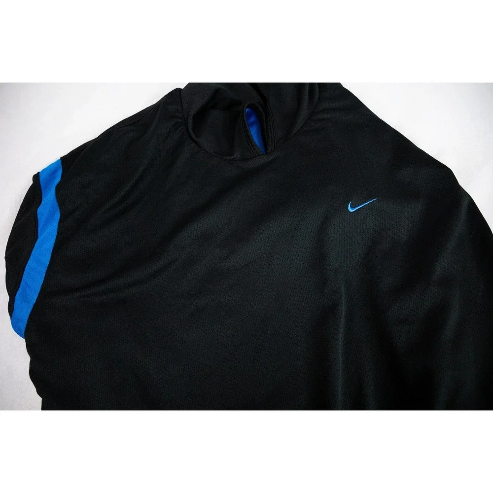 Vintage NIKE Hoodie Sweatshirt Blue Black Medium XL Reversible‎ Embroided Swoosh